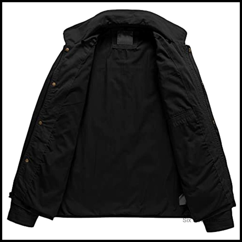 Canvas Military Field Jacket Casual Outerwear Removable Hood Utility Style - Picture 4 of 7